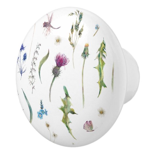  Bloemen Thistle Dragonfly Design Keramische Knop (Rechts)