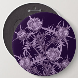 bloemen THISTLE violet bloempatroon Ronde Button 6,0 Cm