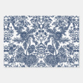 Bloemen  Toile Navy Blauw en wit Decoupage Inpakpapier Vel (Voorkant)