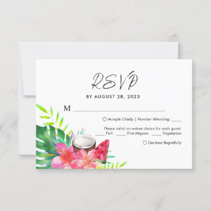Bloemen Tropisch Paradijs Palm Bladeren Bruiloft R RSVP Kaartje