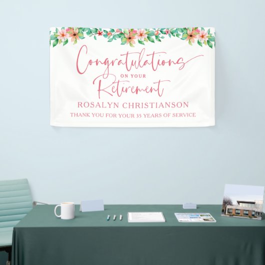 Bloemen Tropisch Schrift Uitdiensttreding Gefelici Spandoek (Beurs)