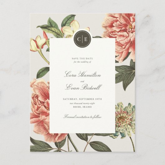 Bloemen Trouwen Save the Date Briefkaart (Voorkant)