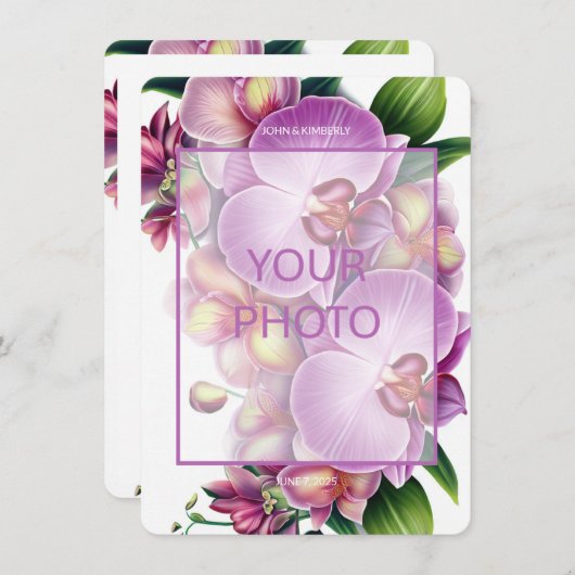 Bloemen Trouwfoto & QR-code Informatiekaartje (Voorkant / Achterkant)