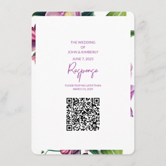 Bloemen Trouwfoto & QR-code Informatiekaartje (Achterkant)