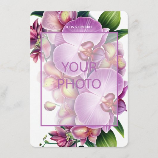 Bloemen Trouwfoto & QR-code Informatiekaartje (Voorkant)