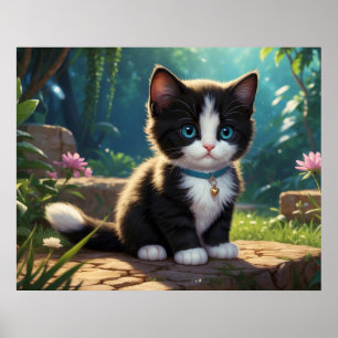 *~* Bloemen Tuin Kitty Kat 5:4 Katachtig Kitten Poster