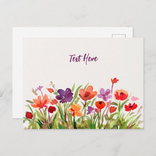 Bloemen Tuin Waterverf Briefkaart (Voorkant / Achterkant)