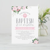 Bloemen | Tweeling meisjes doop uitnodiging (Staand voorkant)