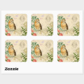 Bloemen  uil stickers met mooie rozen (Vel)