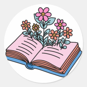 bloemen uit het boek ronde sticker