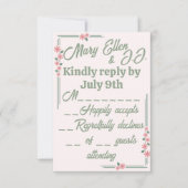 Bloemen uit het depressietijdperk vervaagd RSVP kaartje (Voorkant)