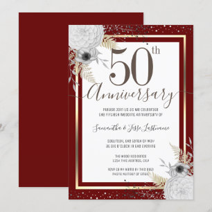 Bloemen uitnodiging 50-jarig huwelijksjubileum
