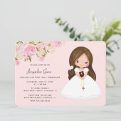 Bloemen uitnodiging voor de Eerste Communie (Staand voorkant)