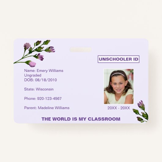 Bloemen Unschooling Homeschooling Badge (Voorkant)