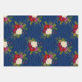 Bloemen Vakantie Boeket Cadeauverpakking Blauw 3 P Inpakpapier Vel