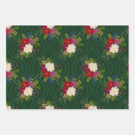 Bloemen Vakantie Boeket Cadeauverpakking Groen 3 P Inpakpapier Vel