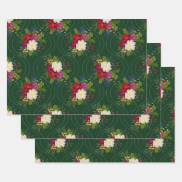 Bloemen Vakantie Boeket Cadeauverpakking Groen 3 P Inpakpapier Vel