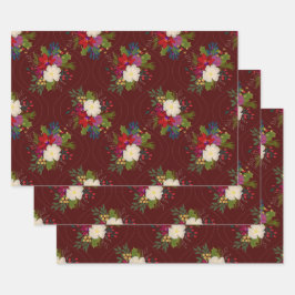 Bloemen Vakantie Boeket Cadeauverpakking Rood 3 Pa Inpakpapier Vel