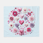 Bloemen Valentijnsdag hart Fleece Deken (Voorkant (Horizontaal))