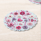 Bloemen Valentijnsdag Hart Kartonnen Onderzetters (Gekanteld)