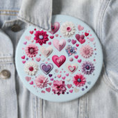 Bloemen Valentijnsdag hart Ronde Button 6,0 Cm (In situ)