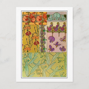 Bloemen van Art Nouveau Style, Mucha Briefkaart