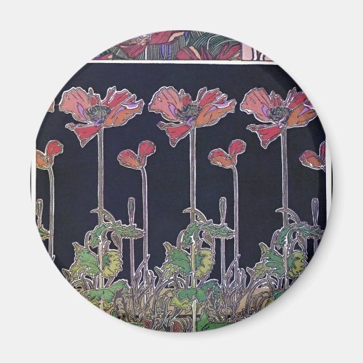 Bloemen van Art Nouveau Style, Mucha Magneet (Voorkant)