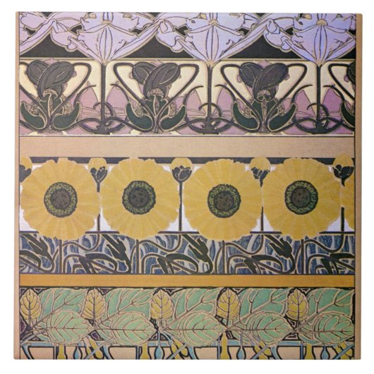Bloemen van Art Nouveau Style, Mucha Tegeltje (Voorkant)