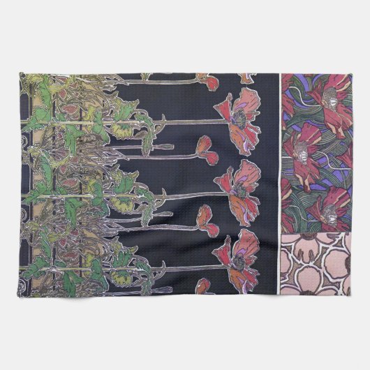 Bloemen van Art Nouveau Style, Mucha Theedoek (Horizontaal)