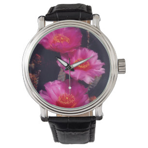 Bloemen van Beavertail Cactus 2 Horloge