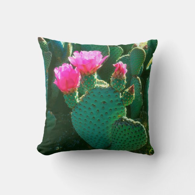 Bloemen van Beavertail Cactus Kussen (Voorkant)