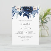 Bloemen van Blue Wedding Kaart (Staand voorkant)