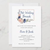 Bloemen van Blush Navy geometrisch | Post Wedding  Kaart (Voorkant)