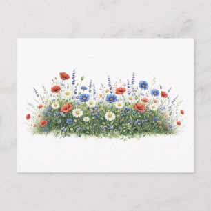 Bloemen van botanische tuin in wilde bloemenweide feestdagenkaart