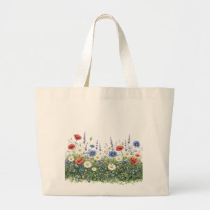 Bloemen van botanische tuin in wilde bloemenweide grote tote bag