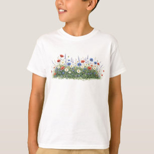 Bloemen van botanische tuin in wilde bloemenweide t-shirt