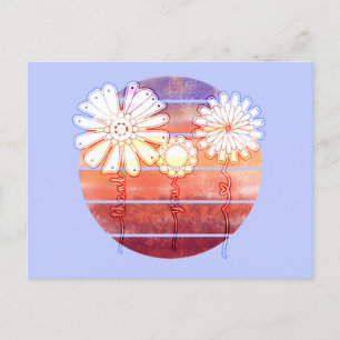 Bloemen van dank bij zonsondergang - Lichtblauw Briefkaart
