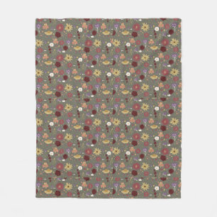 Bloemen van de herfst omarmen groene achtergrond fleece deken