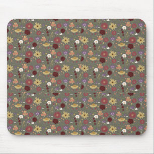 Bloemen van de herfst omarmen groene achtergrond muismat