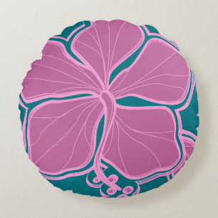 Bloemen van de Hibiscus van Kailua Hawaiiaanse Rond Kussen