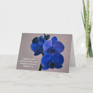 Bloemen van Faith Blue Orchid Prayer Kaart