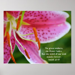 Bloemen van Faith Isaiah 40:8 Art Poster