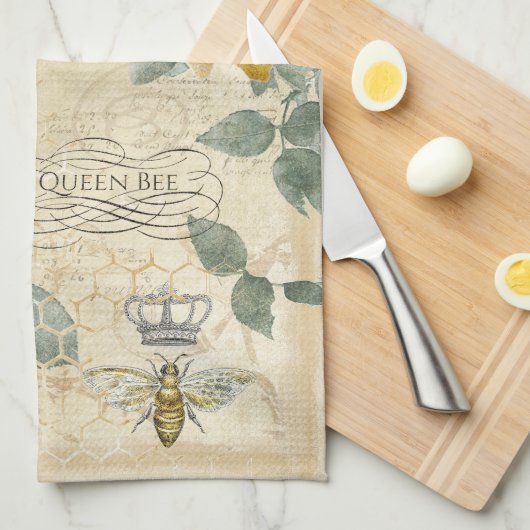 bloemen van koningin Bee Golden Yellow Rose Theedoek (Quarter Fold)