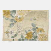 bloemen van koningin Bee Golden Yellow Rose Theedoek (Horizontaal)