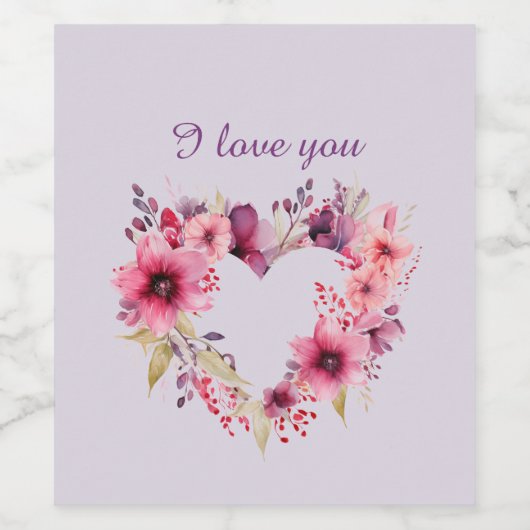 Bloemen van Liefde | Bloemkrans | VALENTIJNSDAG Wijn Etiket (Enkel label)