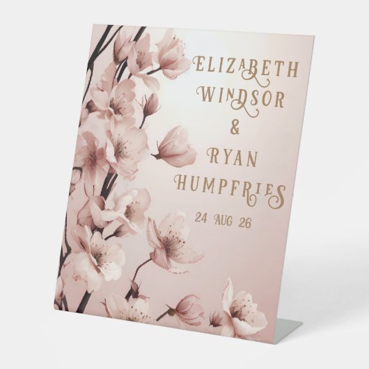 Bloemen van Liefde" Huwelijksuitnodiging Collectie Reclamebord Met Voetstuk (Voorkant)