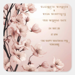 Bloemen van Liefde" Huwelijksuitnodiging Collectie Vierkante Sticker