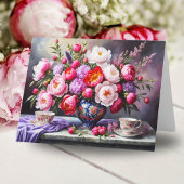 Bloemen van pioenen, oosters boeket Moederdag Kaart