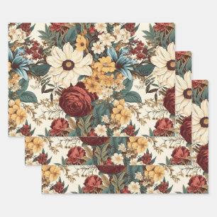  bloemen van Roos, tulp, lelies en madeliefjes Inpakpapier Vel