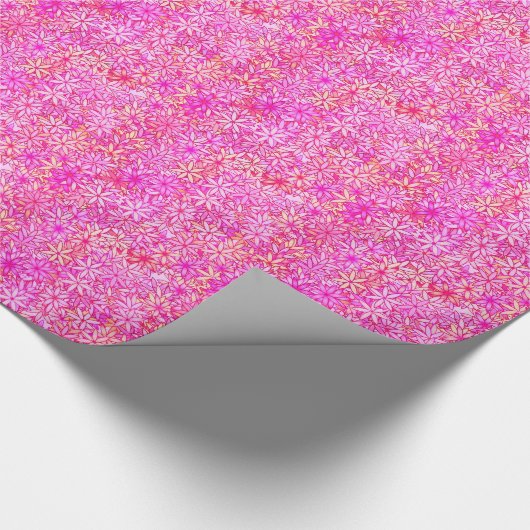 bloemen van roze, perziken, orchidee en koraal cadeaupapier (Hoek)